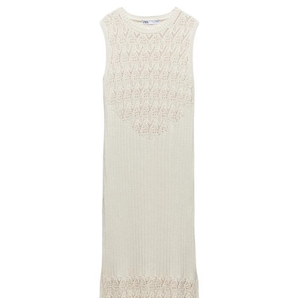 Cream sleeveless knit dress